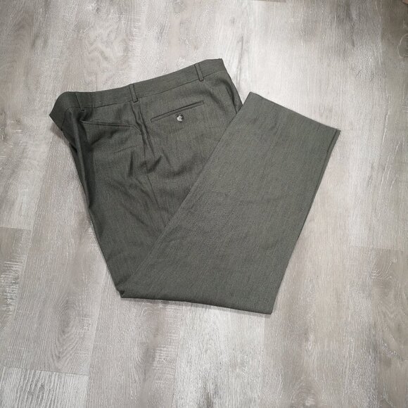 Cricketeer Men's Flat Front Olive Green 35% Wool Made in Canada Dress Pants - Picture 7 of 11